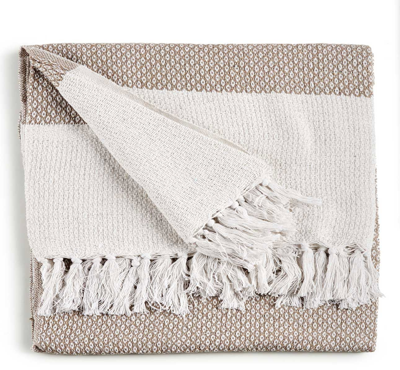 Giftdecor Bavlněný přehoz na postel, 130 × 160 cm, béžový