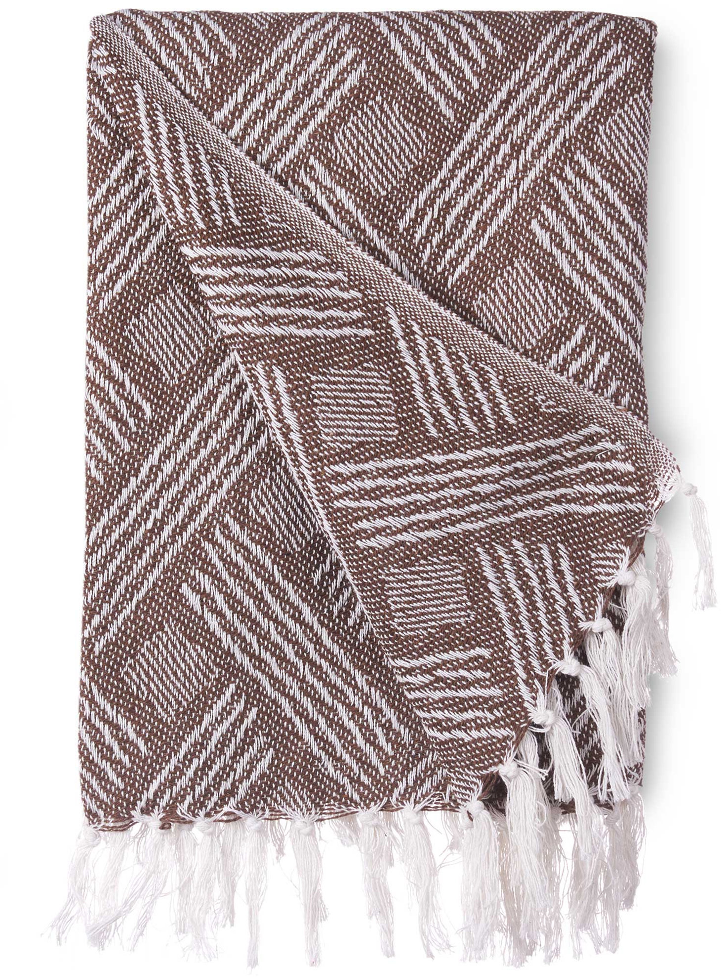 Giftdecor Bavlněný přehoz, 150 × 125 cm, hnědý s pruhy