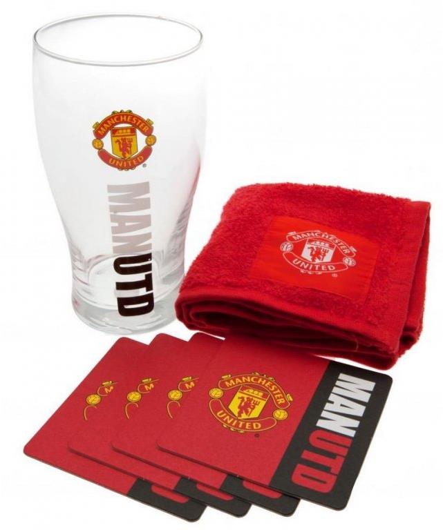 FOREVER COLLECTIBLES Manchester UNITED: Wordmark – poháre s podtáckami a uterákom