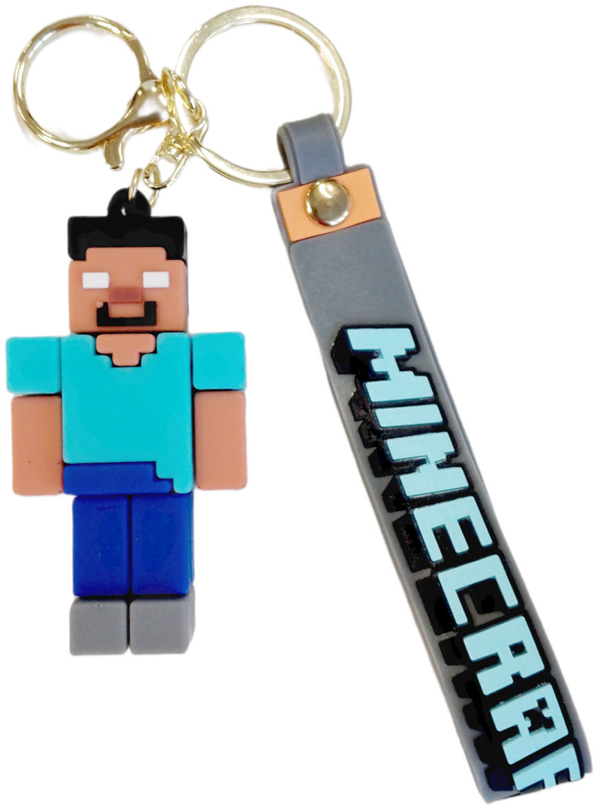 Bagito Minecraft Steve Pixel s pútkom a karabínou – Detská kľúčenka