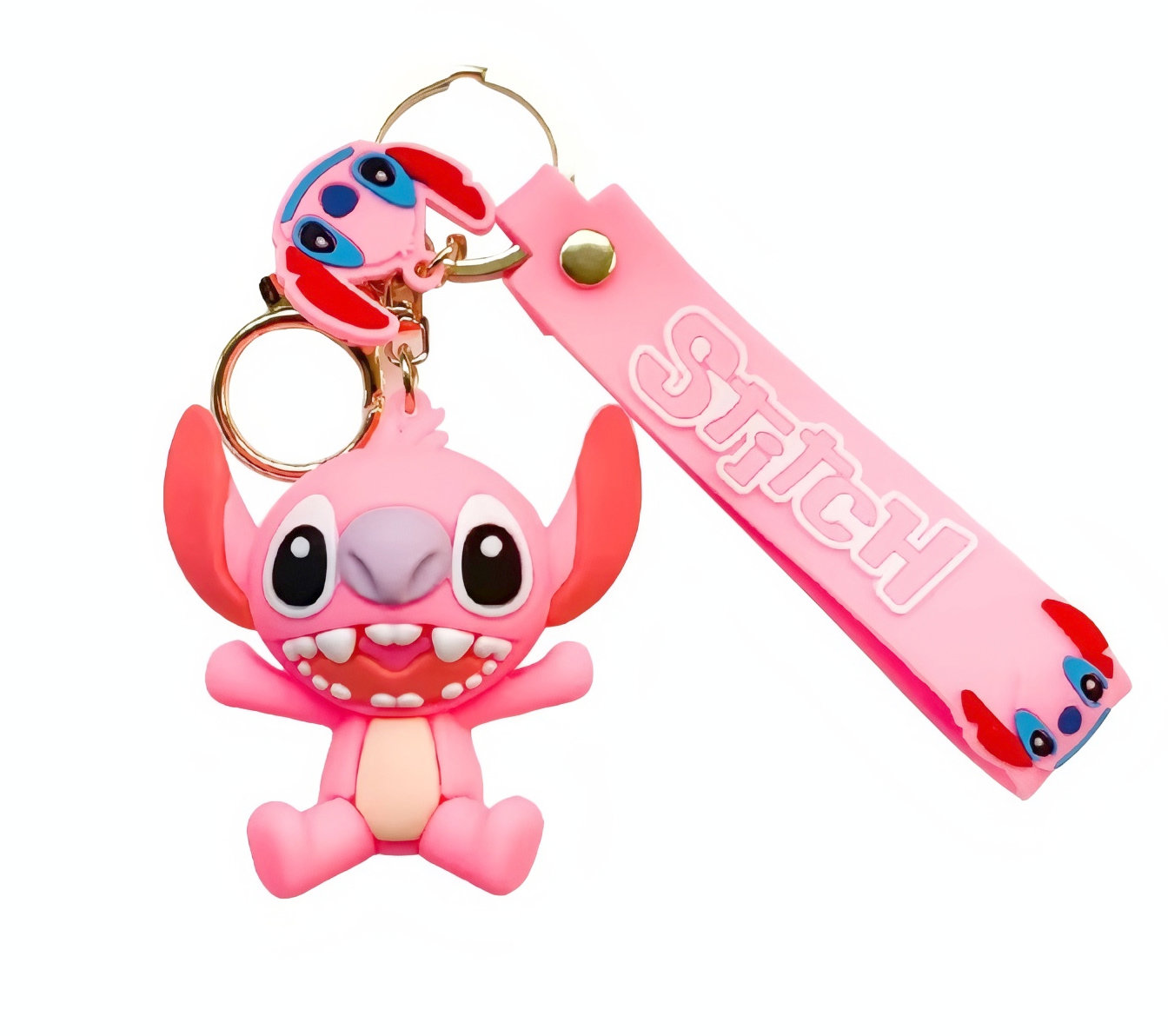 Bagito Lilo a Stitch Angel ružová s pútkom a karabínou – Detská kľúčenka