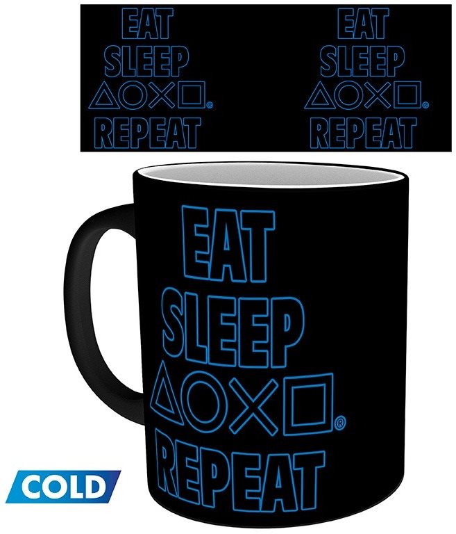 Playstation – Eat Sleep Repea – hrnček premenlivý