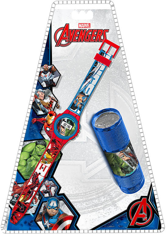 Avengers – Darčeková súprava hodiniek a LED baterka