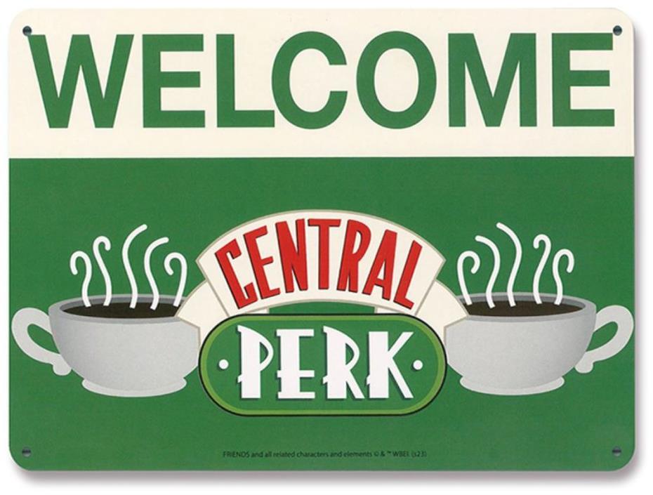 Friends Welcome to the Central Perk Kovová dekoratívna ceduľa na stenu