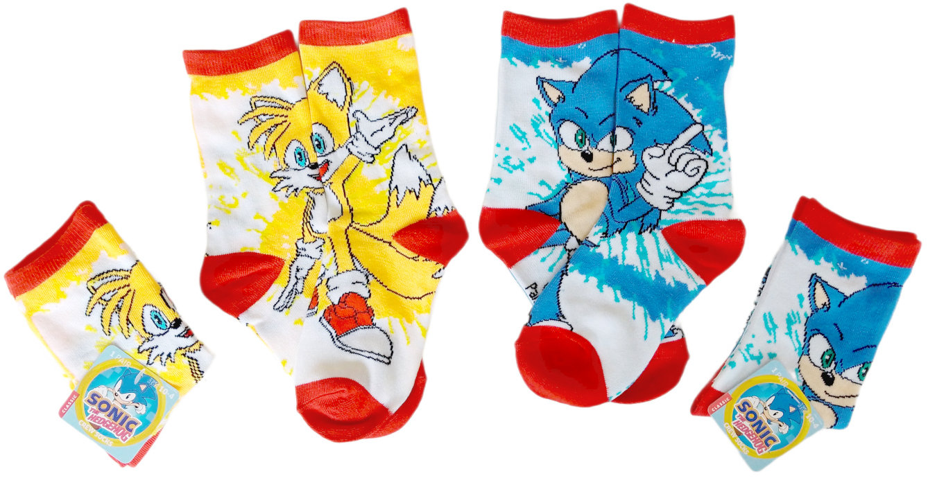 Ježko Sonic a Líška Tails – detské ponožky 5 – 8 rokov 4 páry