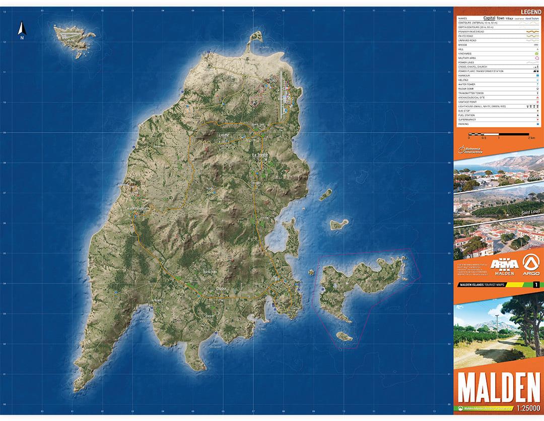 Arma 3 Malden Printed Map
