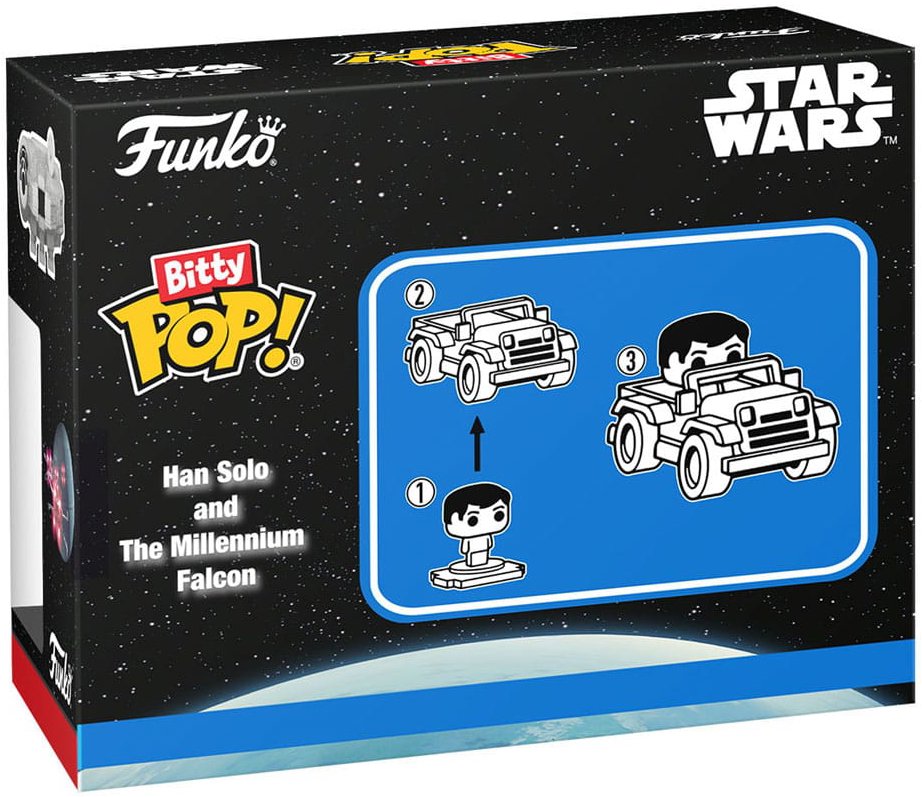 Funko Star Wars Bitty POP! Vozidlá vinylová postava na zobrazenie Han Solo s Millenium Falcon 2,5 cm