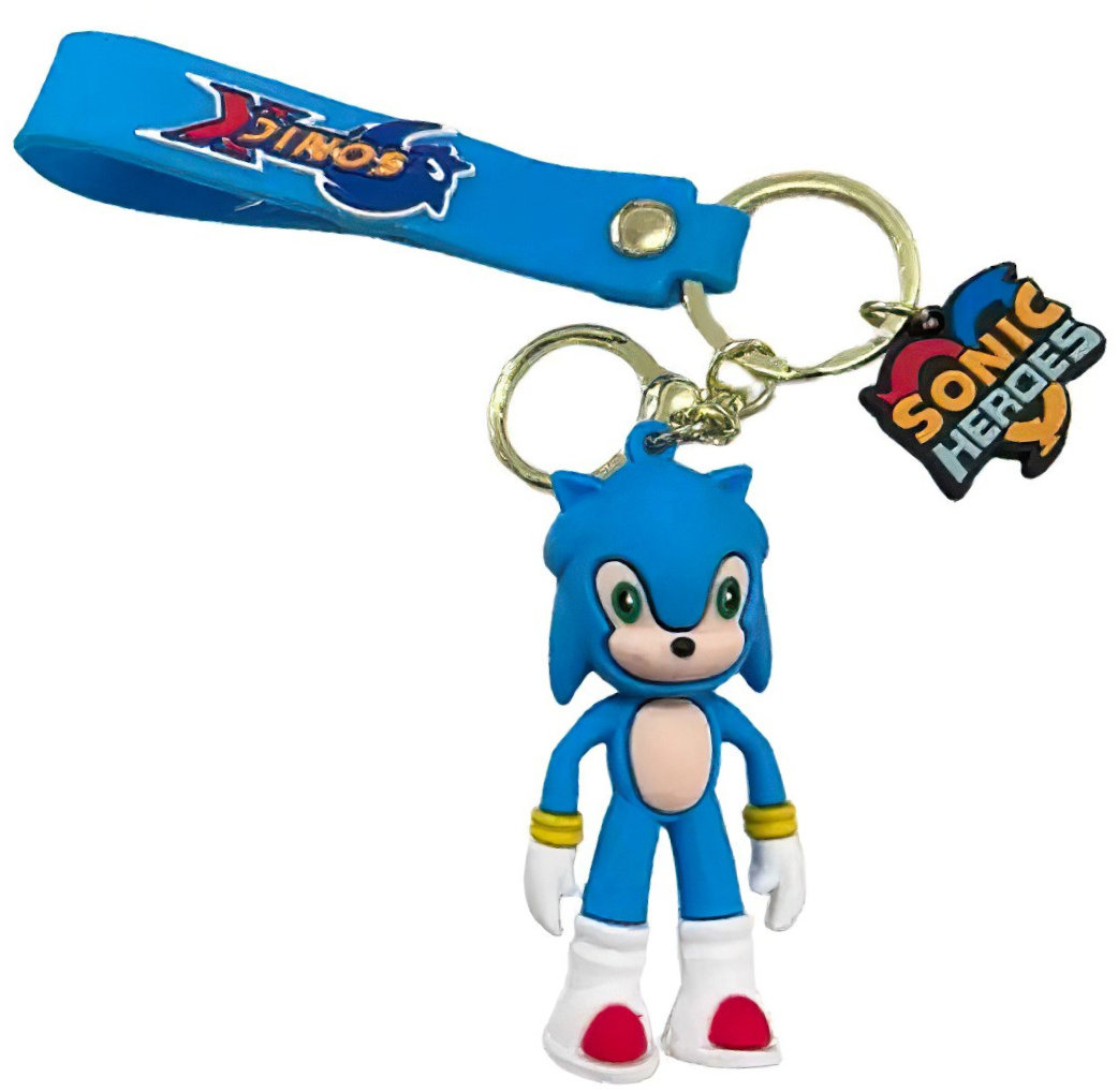 Detská kľúčenka Ježko Sonic modrý s pútkom a karabínou