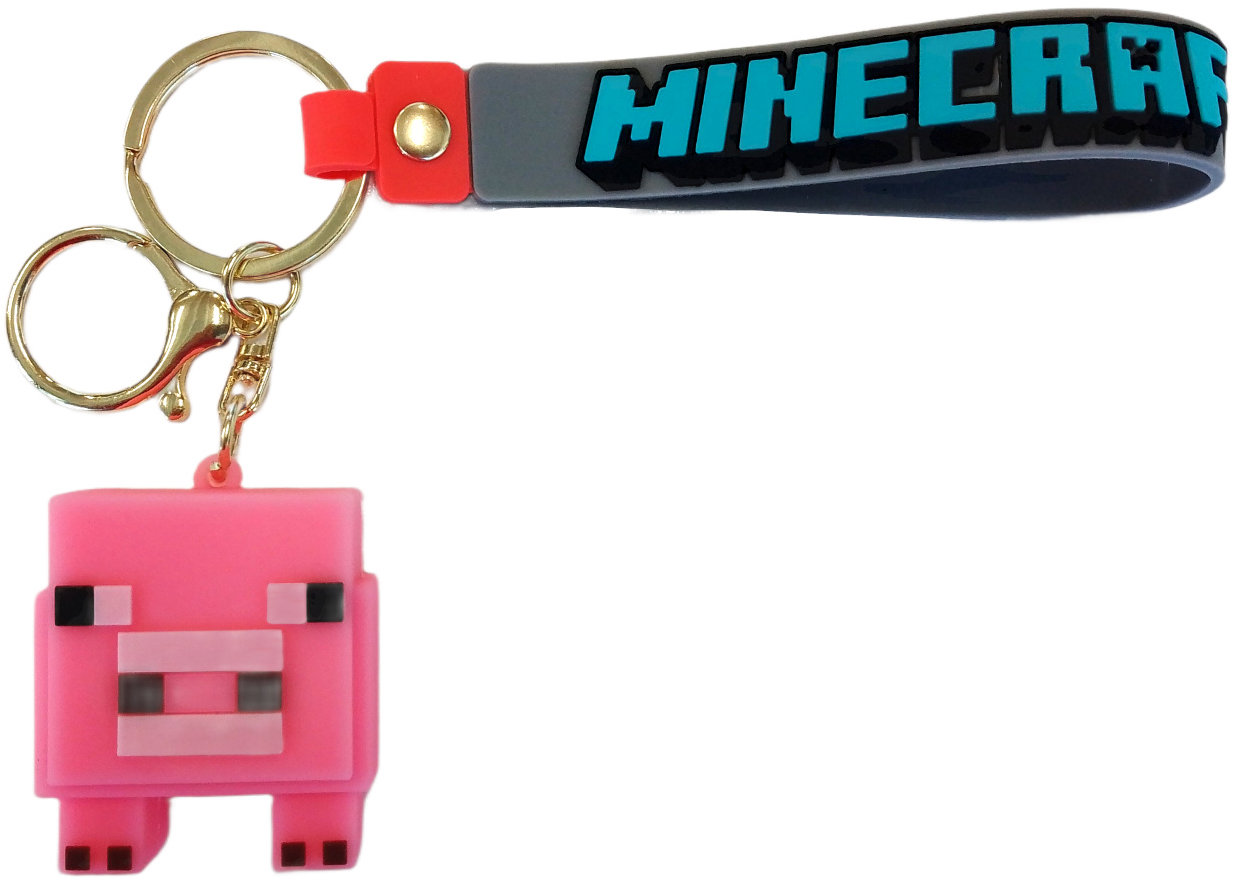 Detská kľúčenka Minecraft Prasa s pútkom a karabínou