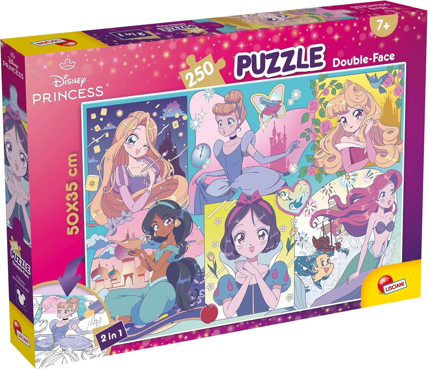 Lisciani Disney Princezny: Manga Plus 250 dílků (s omalovánkou)