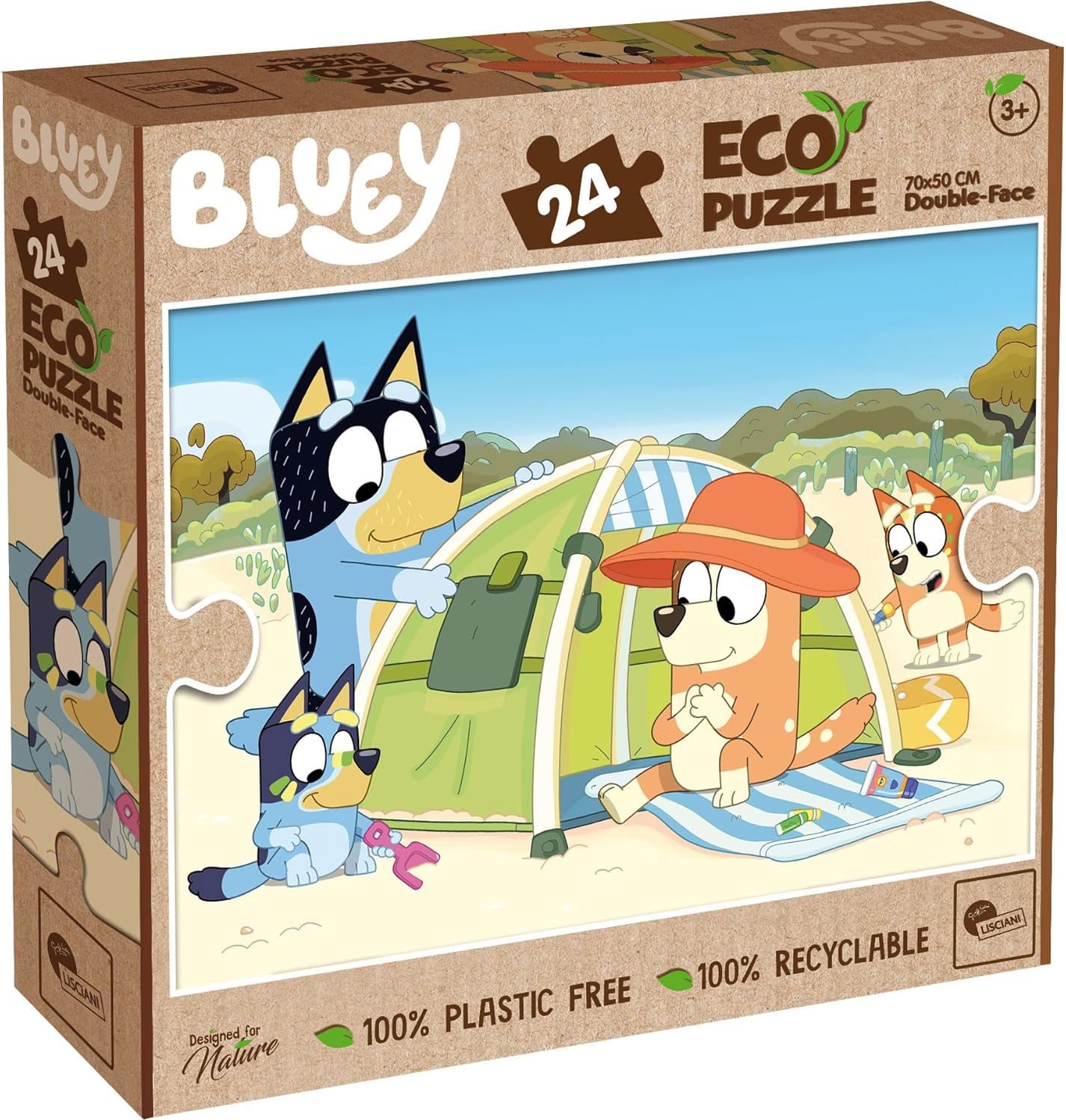 Lisciani ECO Bluey: Stan na pláži MAXI 24 dielikov (s omaľovánkou) – puzzle