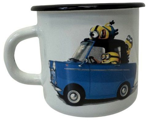 Olymp Smaltovaný hrnček 8 cm biely, Mimoni 0,37 l, auto