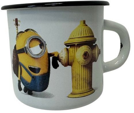 Olymp Smaltovaný hrnček 8 cm biely, Mimoni 0,37 l, hydrant