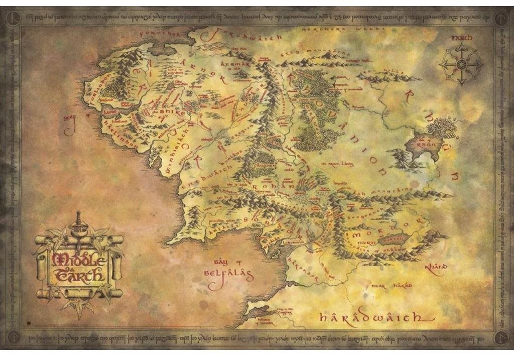 The Lord Of The Rings – Pán prsteňov – Map Of Middle Earth – plagát