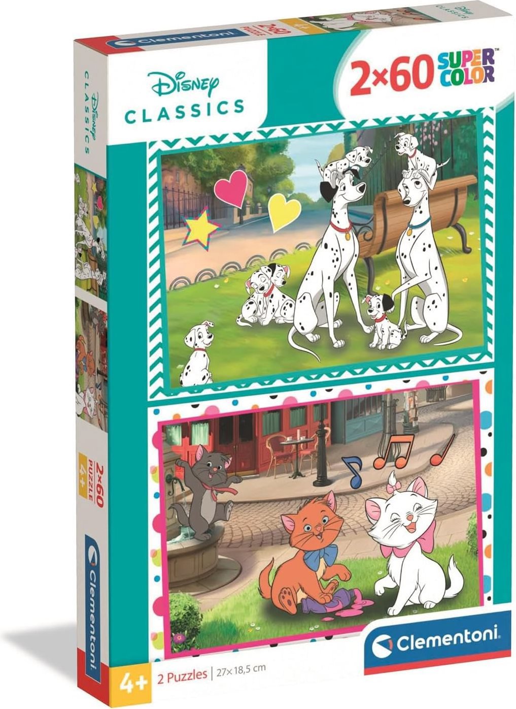 Disney rozprávky: 101 dalmatíncov a Aristomačky – puzzle 2× 60 dielikov