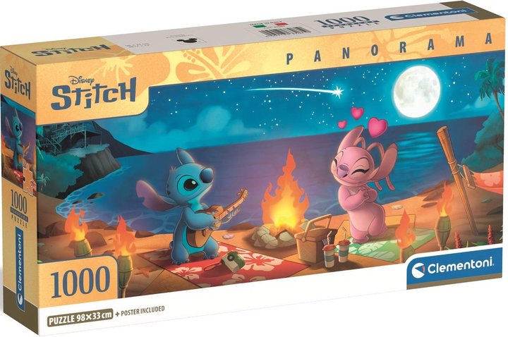 Panoramatické Lilo & Stitch: Nočný táborák – puzzle 1000 dielikov