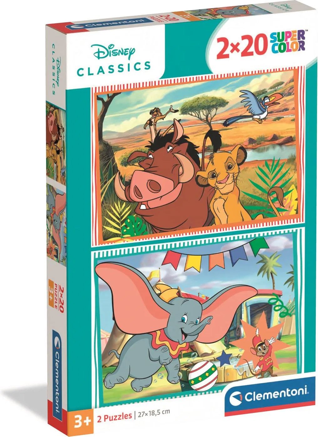 Rozprávky Leví kráľ a Dumbo – puzzle 2× 20 dielikov