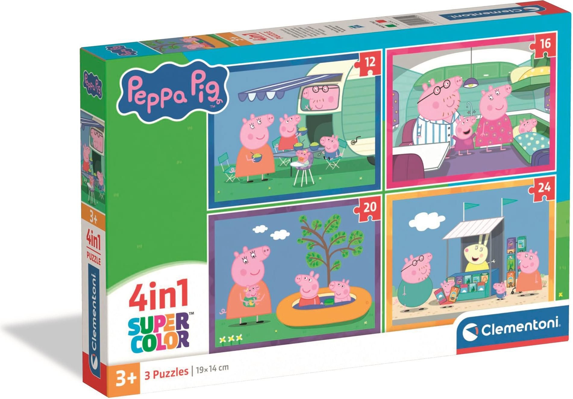 Prasiatko Peppa na cestách – puzzle 4 v 1 (12 + 16 + 20 + 24 dielikov)