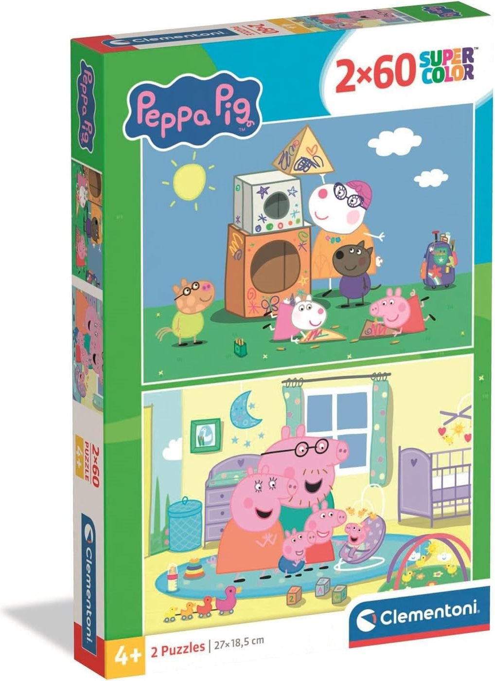 Prasiatko Peppa: Na ihrisku a v izbe – puzzle 2× 60 dielikov