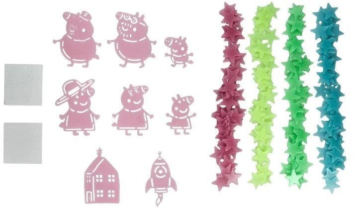 Peppa Pig: Characters – Svietiace samolepky na stenu