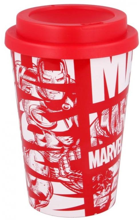 Marvel: Marvel Logo Collage – cestovný hrnček s viečkom