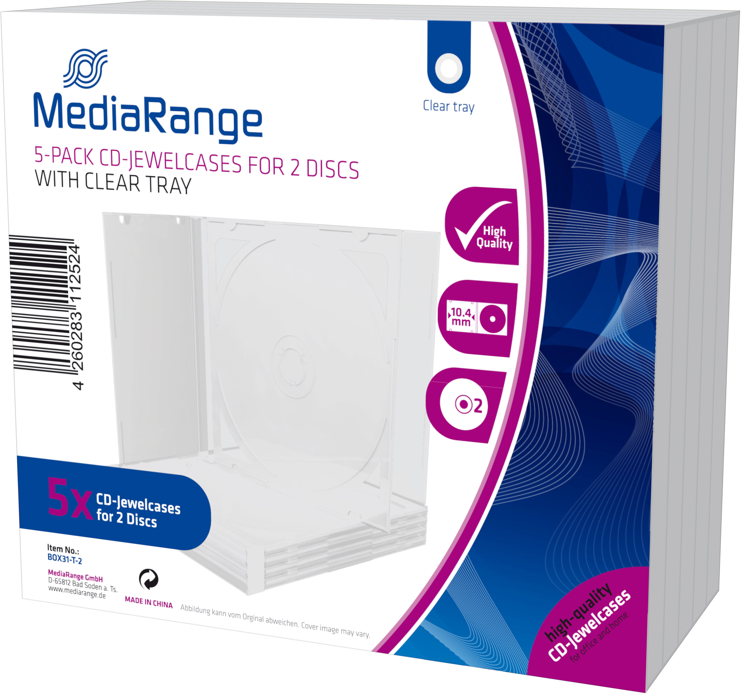 MEDIARANGE 2 CD 10.4 mm číry - 5ks/bal