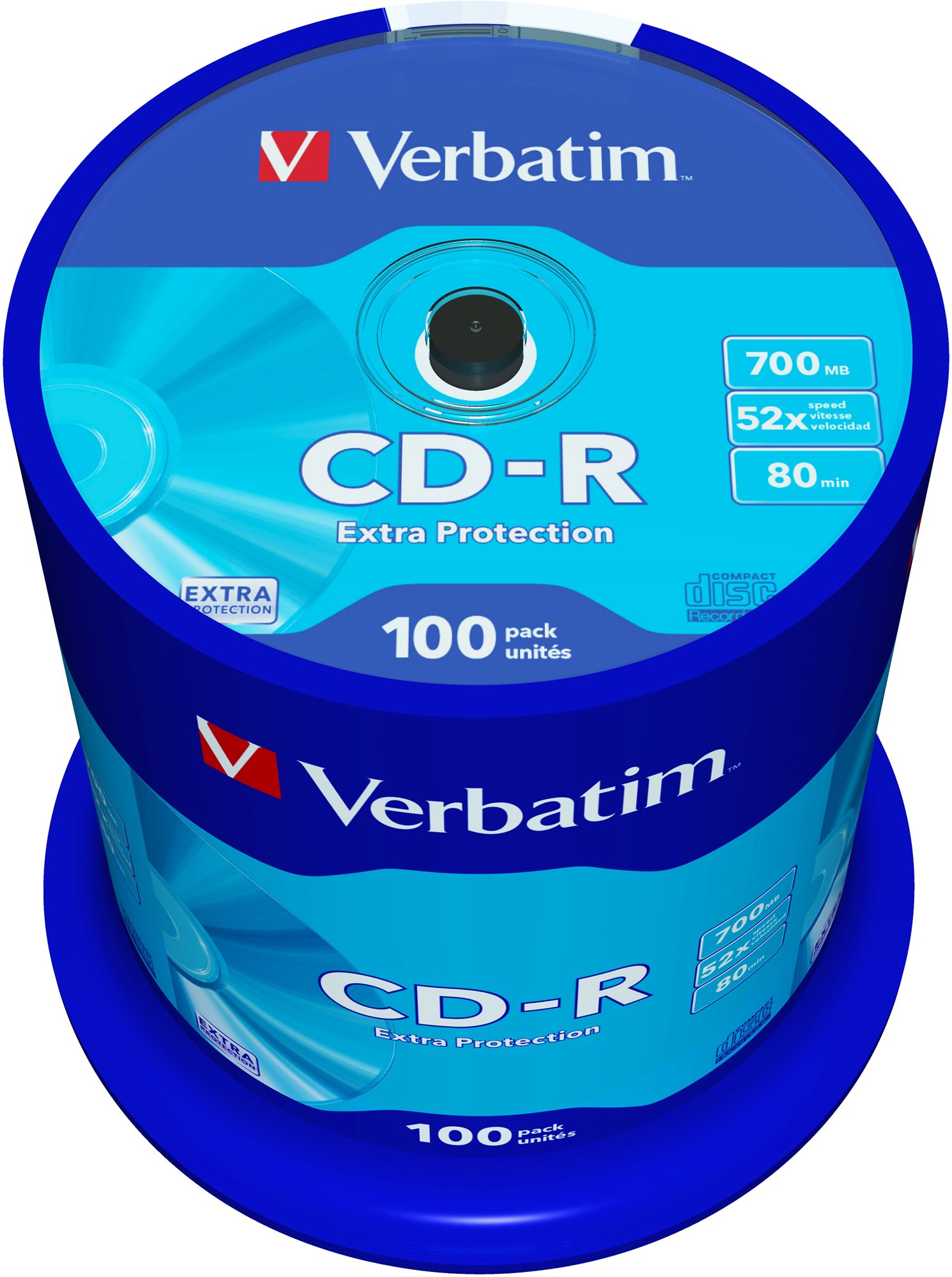 Verbatim CD-R DataLife Protection 52x, 100 ks cakebox