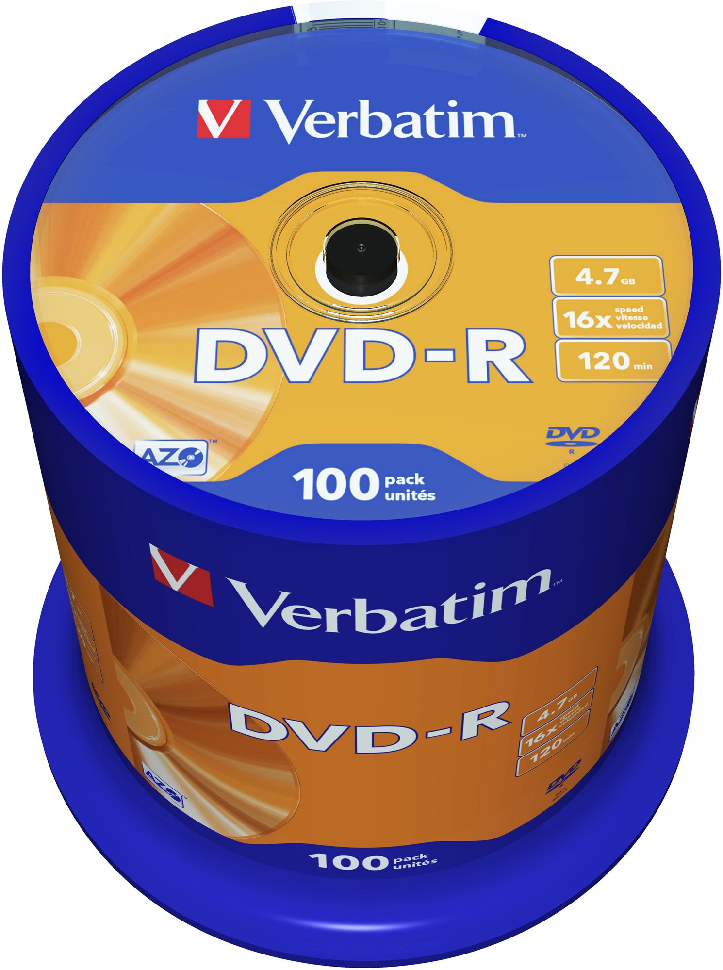 Verbatim DVD-R 16x, 100 ks cakebox