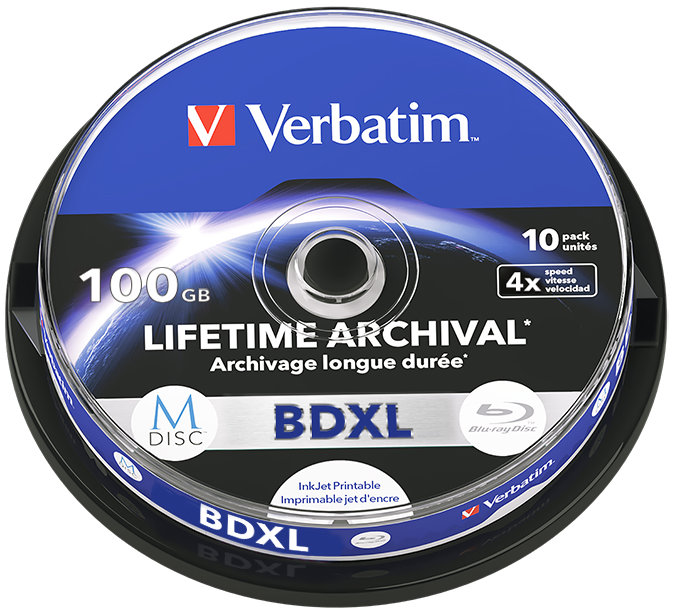 VERBATIM M-DISC BD-R XL 100GB, 4×, printable, spindle 10 ks