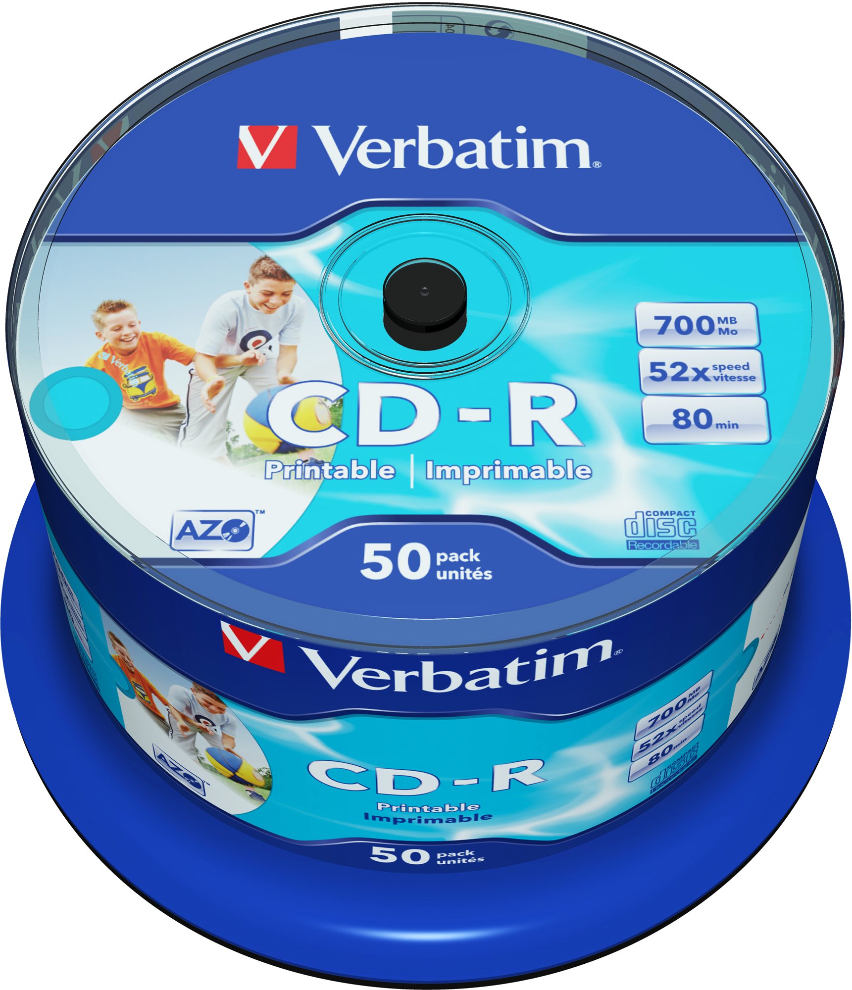 VERBATIM CD-R AZO 700 MB, 52 ×, printable, spindle 50 ks