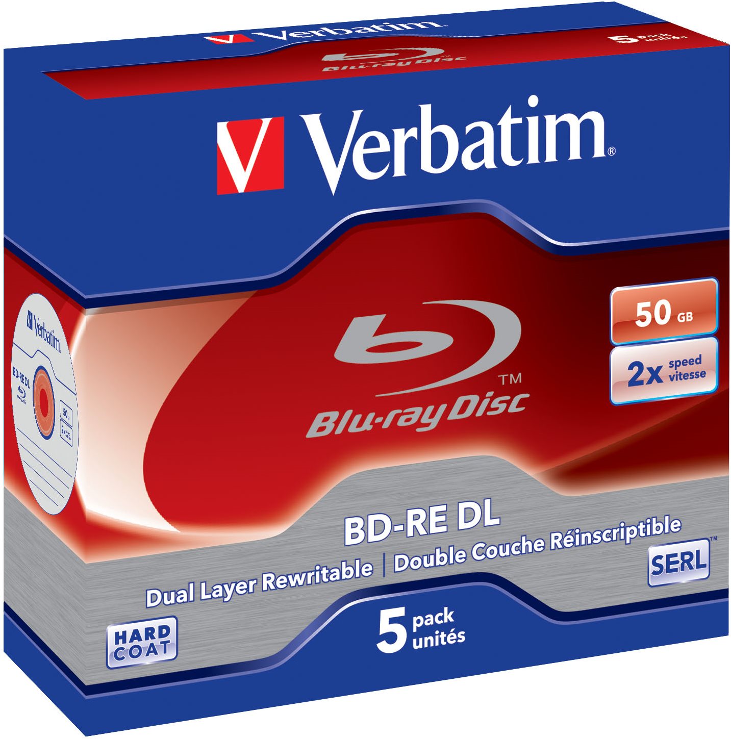 VERBATIM BD-RE DL 50 GB, 2×, jewel case 5 ks