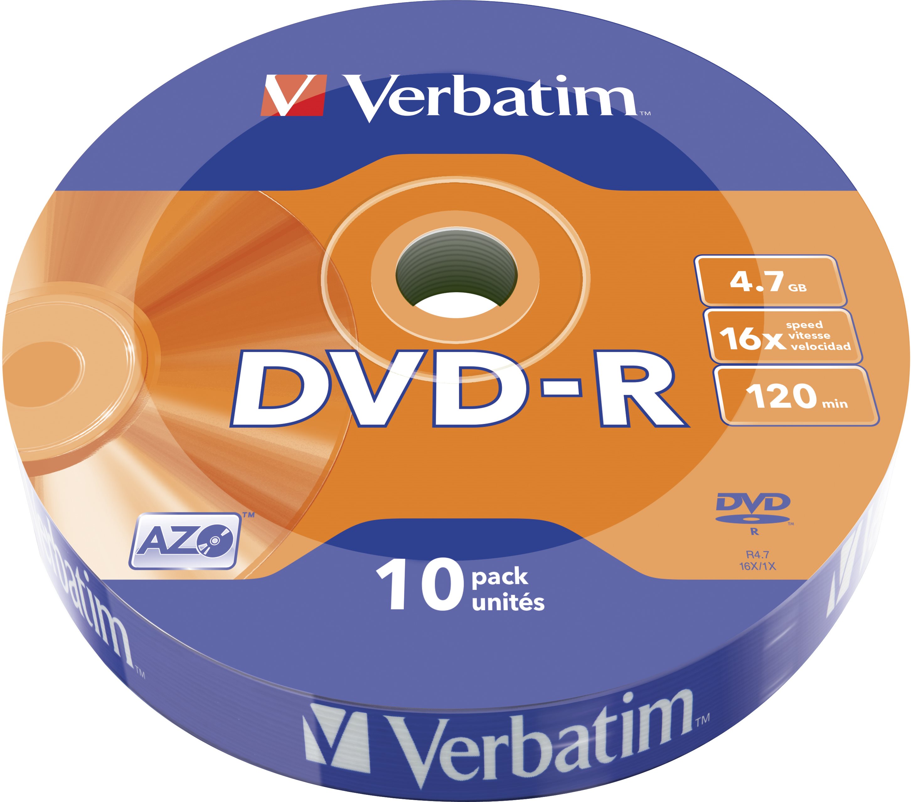VERBATIM DVD-R AZO 4.7GB, 16x, wrap 10 ks