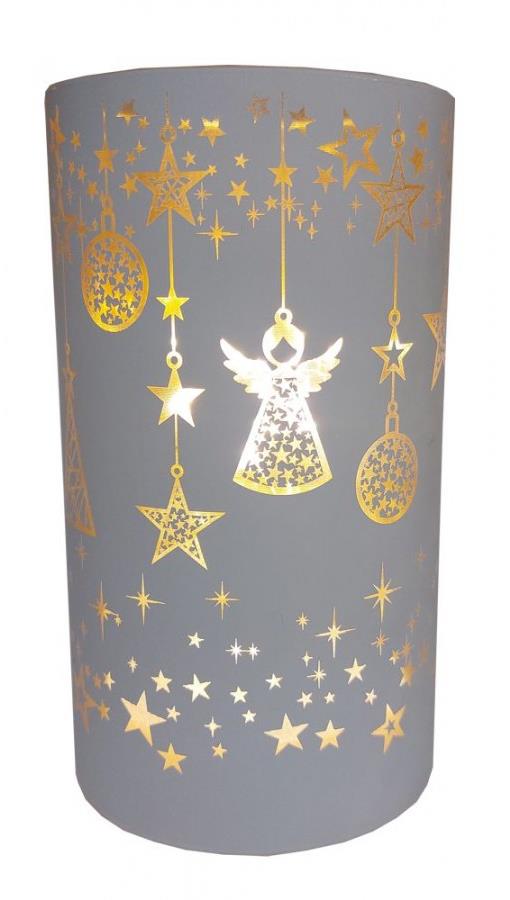 GOBA Vianočný svietnik – sklenený, svietiace biele ozdoby 16 cm