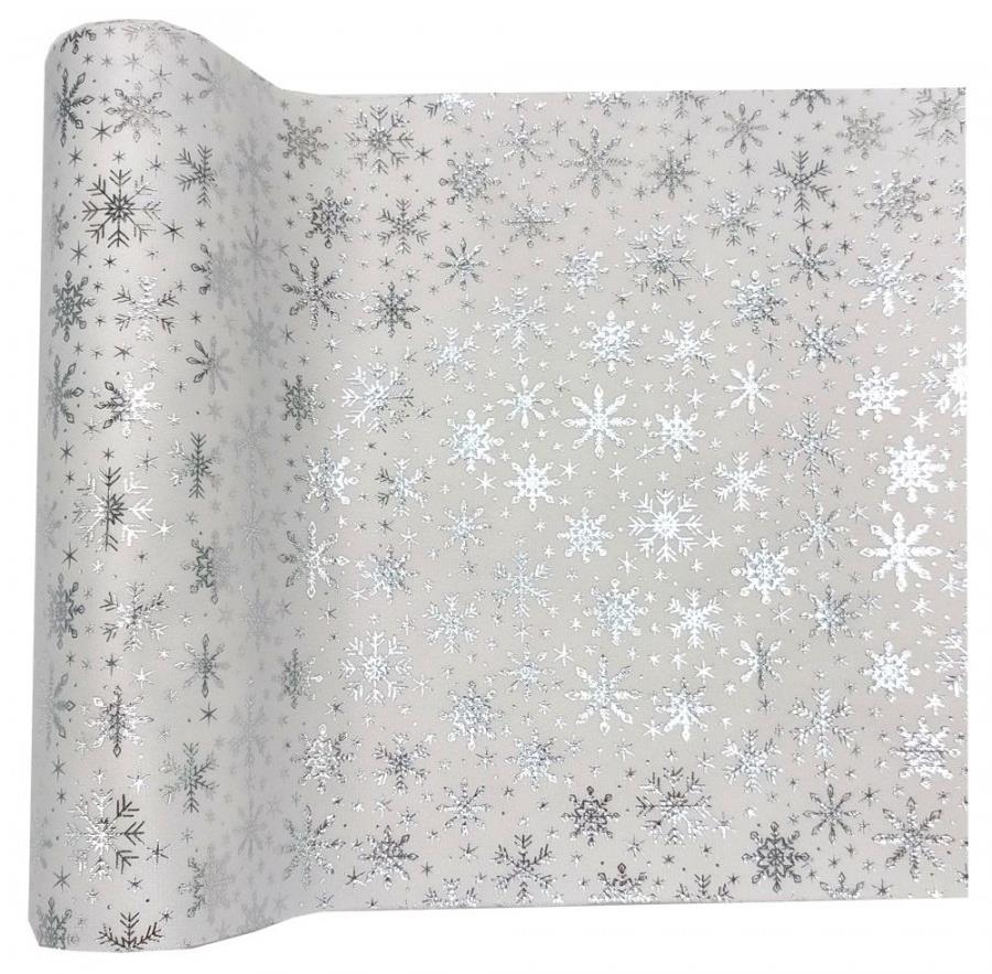 Goba Behúň zamatový s vločkami, biely 28 cm × 3 m