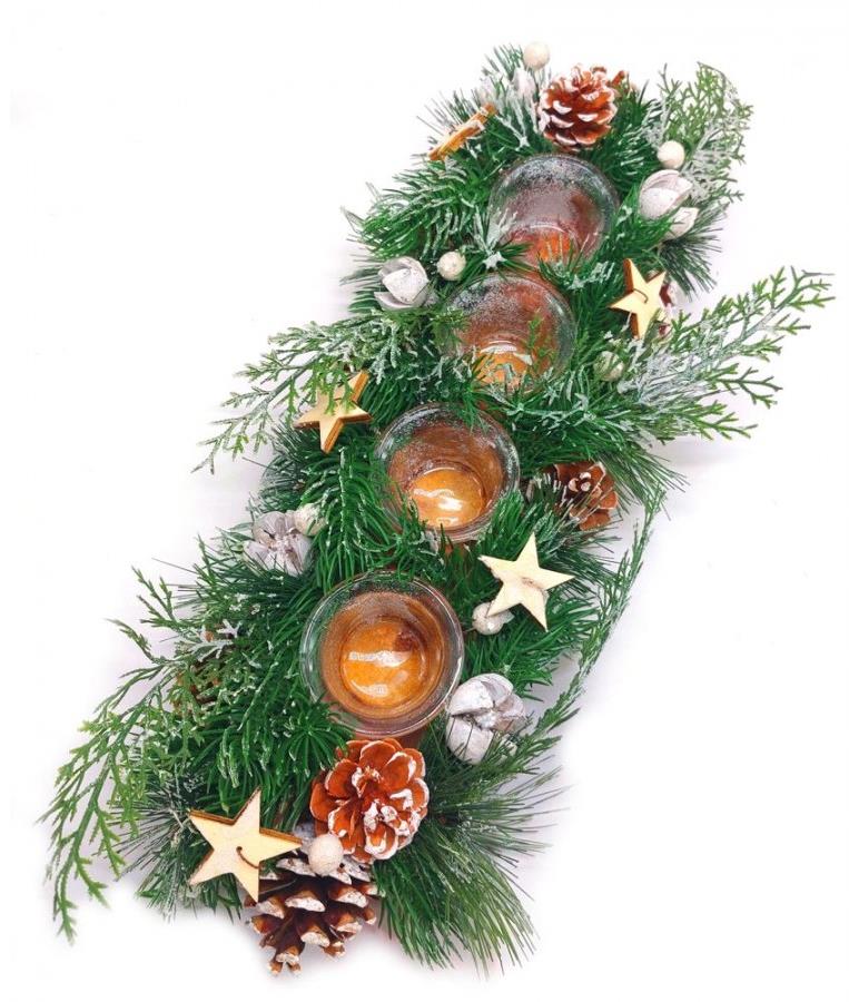 GOBA Vianočný svietnik – ihličie 44 × 15 cm