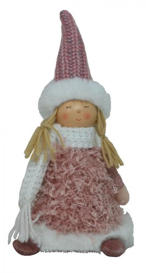 GOBA Vianočná dekorácia – anjelik ružový, 20 cm