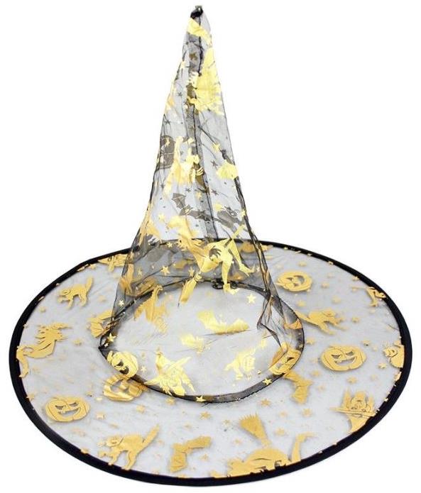 Rappa Čarodejnícky klobúk s magickými motívmi, detský, halloween – 28 cm
