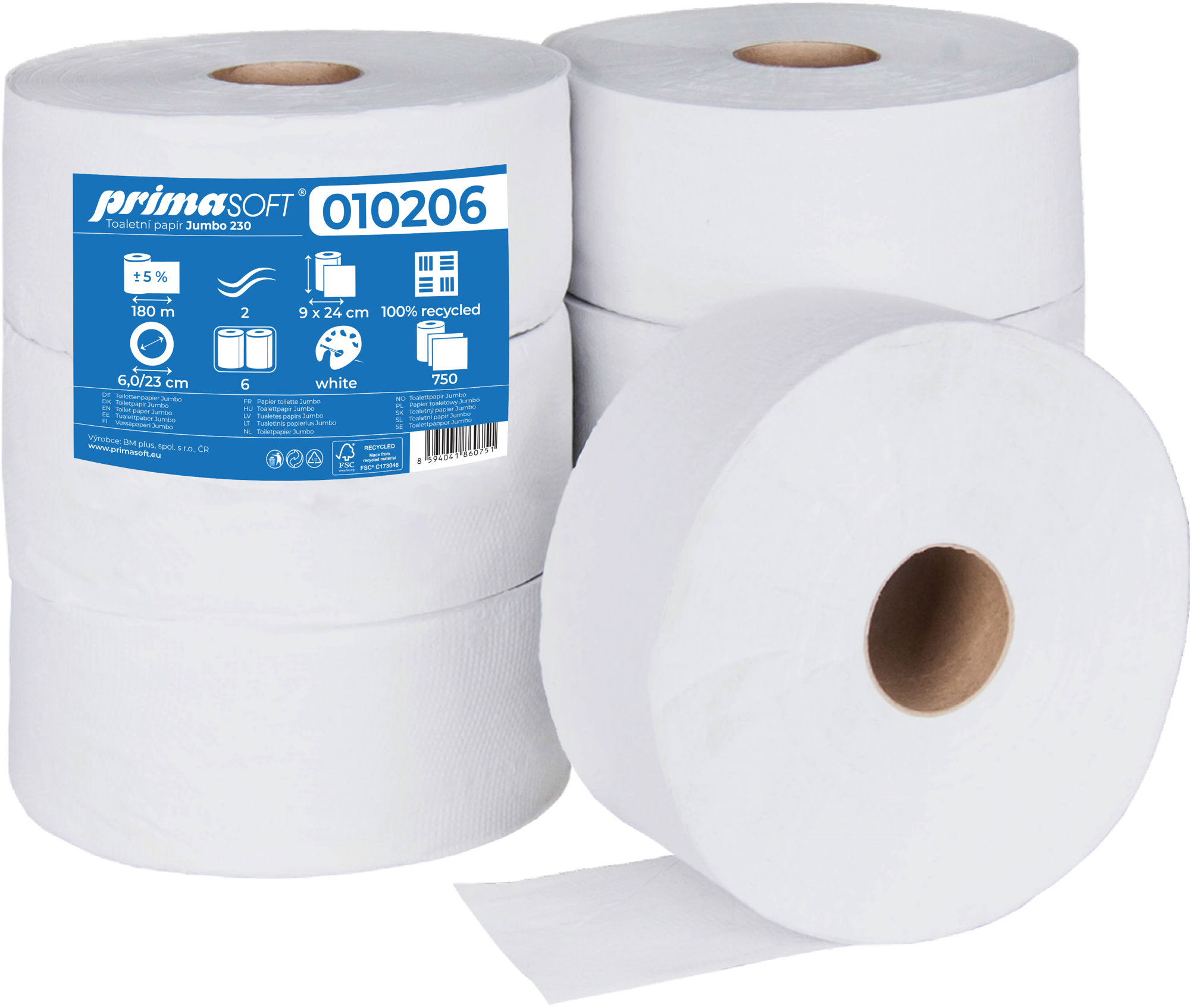 PRIMASOFT Jumbo 230 biely recyklovaný (6 ks)