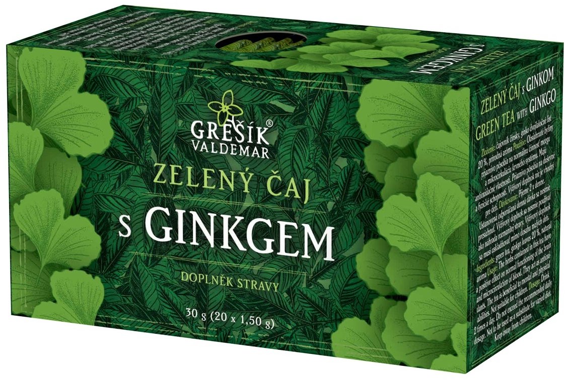 Grešík Valdemar Zelený čaj s ginkgom 20× 1,5 g n.s.