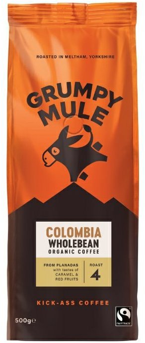 Grumpy Mule BIO Colombia SCA 84+, zrnková, Arabica, 500 g