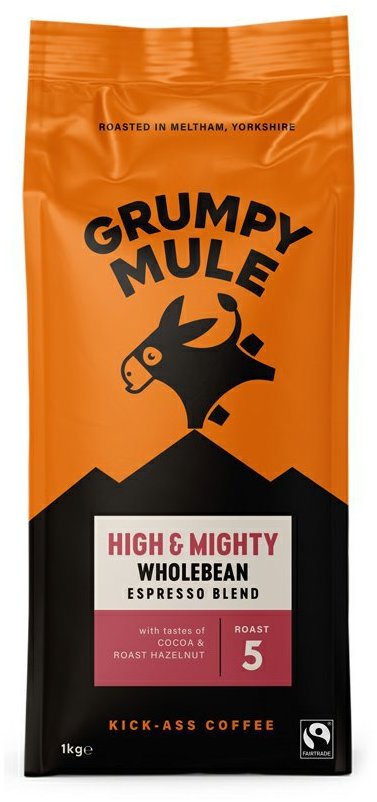 Grumpy Mule High & Mighty Espresso Blend SCA 82+, zrnková, Arabica, 1000 g