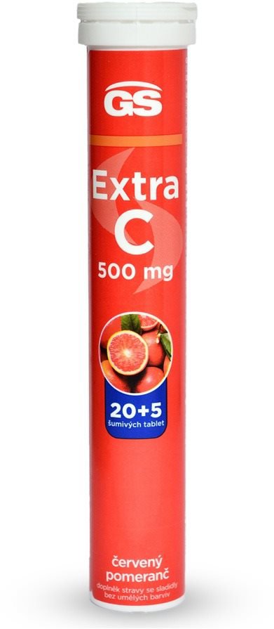 GS Extra C 500 červený pomaranč, 20 + 5 šumivých tabliet