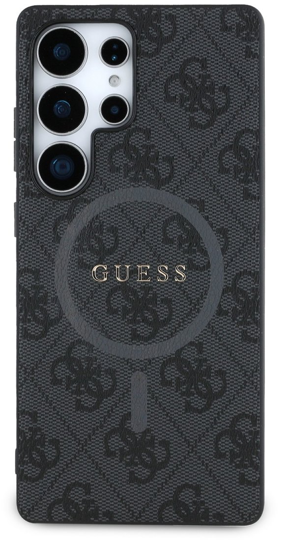Guess PU Leather 4G Colored Ring MagSafe Zadný Kryt pre Samsung Galaxy S25 Ultra Black