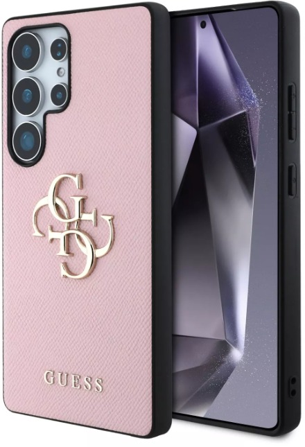 Guess PU 4G Metal Logo Zadný Kryt pre Samsung Galaxy S25 Ultra Pink