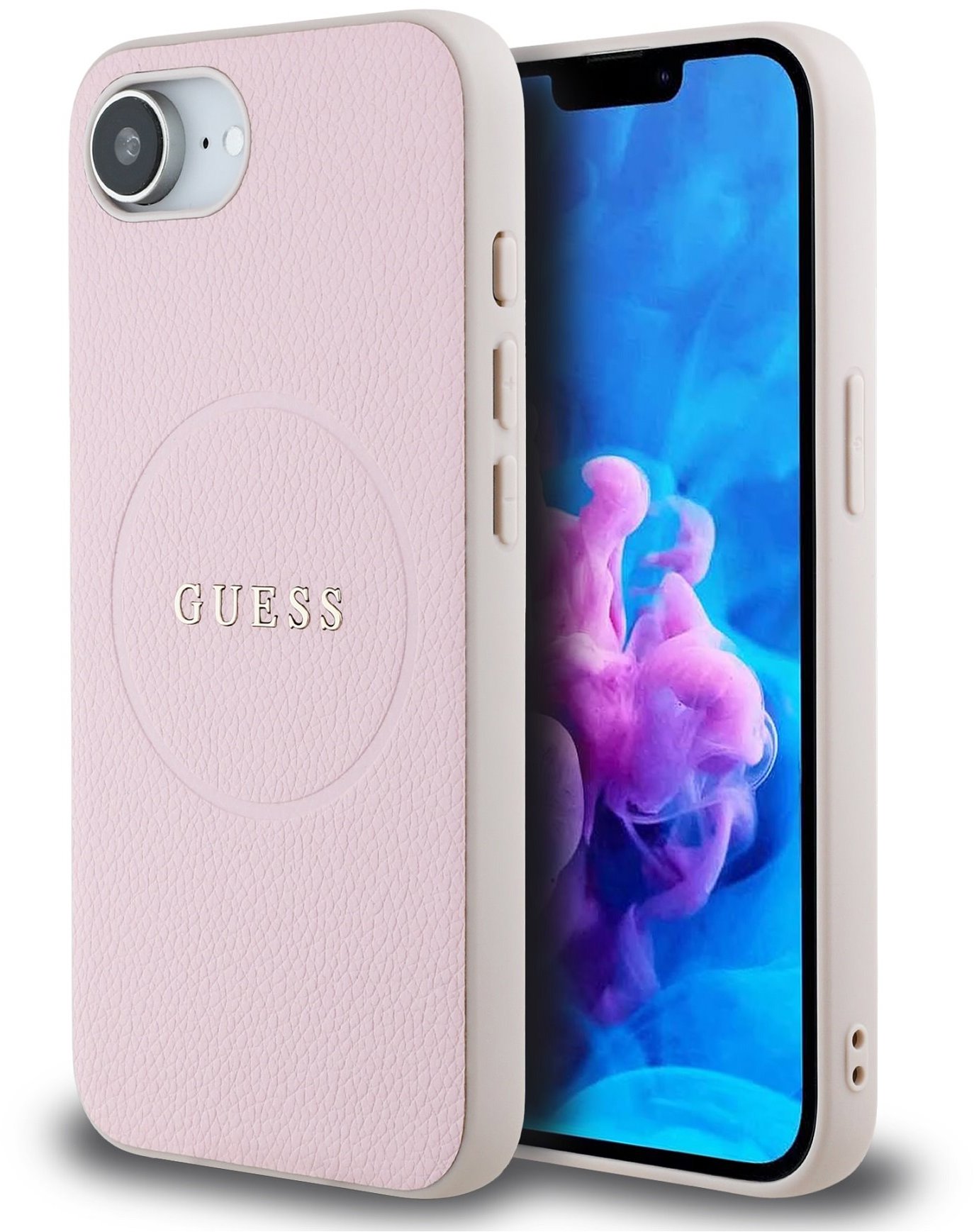 Guess PU Grained Classic Logo MagSafe Zadný Kryt pre iPhone 16e/17e Pink