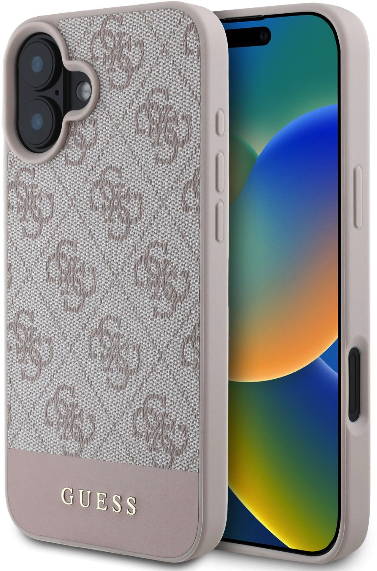 Guess PU 4G Stripe Zadný Kryt na iPhone 16 Pink