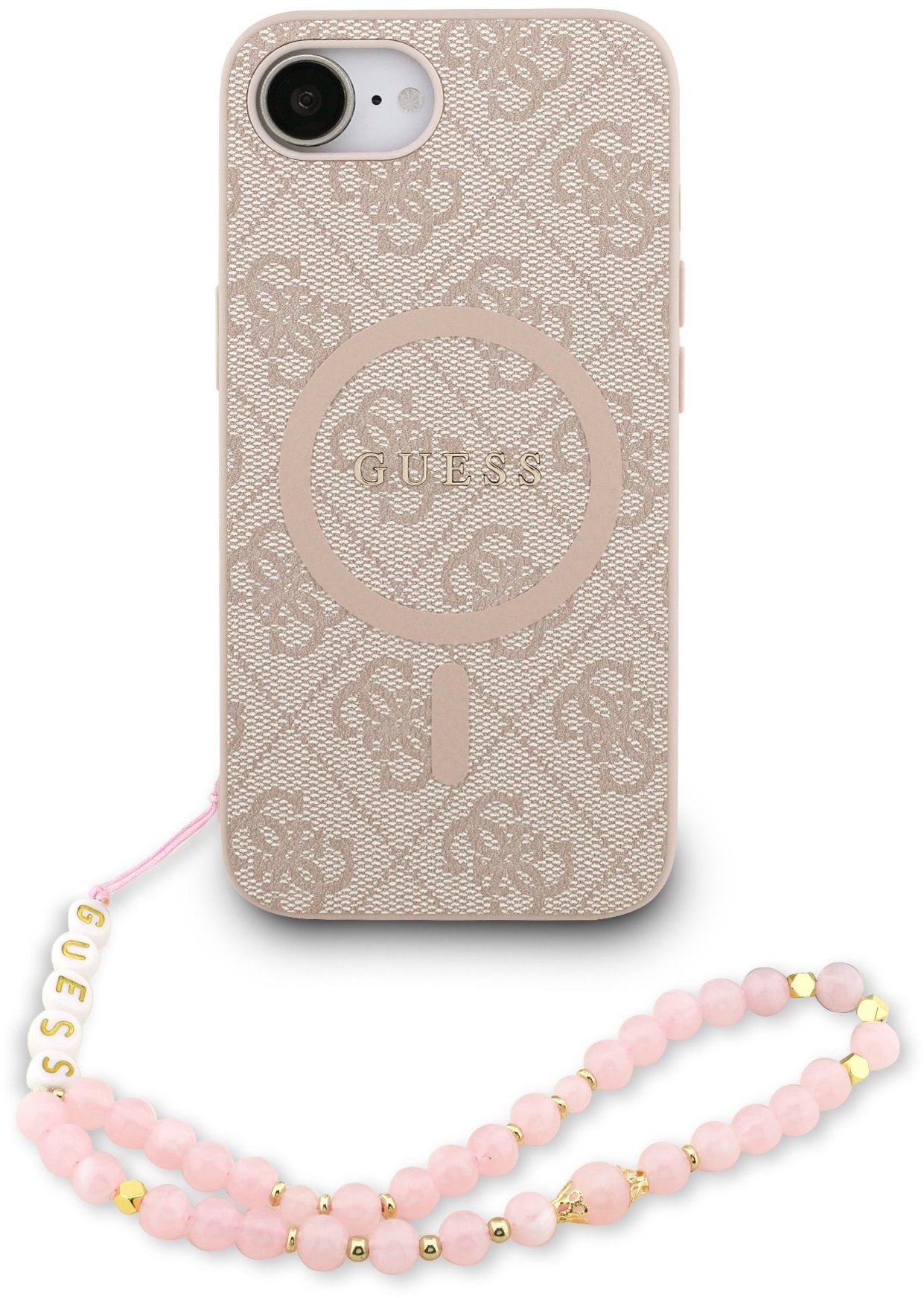 Guess PU Leather 4G Colored Ring Strap MagSafe Zadný Kryt pre iPhone 16e/17e Pink