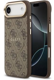 Guess PU Leather 4G Gold Frame MagSafe Zadný Kryt pre iPhone Air Brown