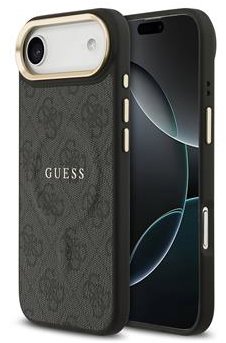 Guess PU Leather 4G Gold Frame MagSafe Zadný Kryt pre iPhone Air Black