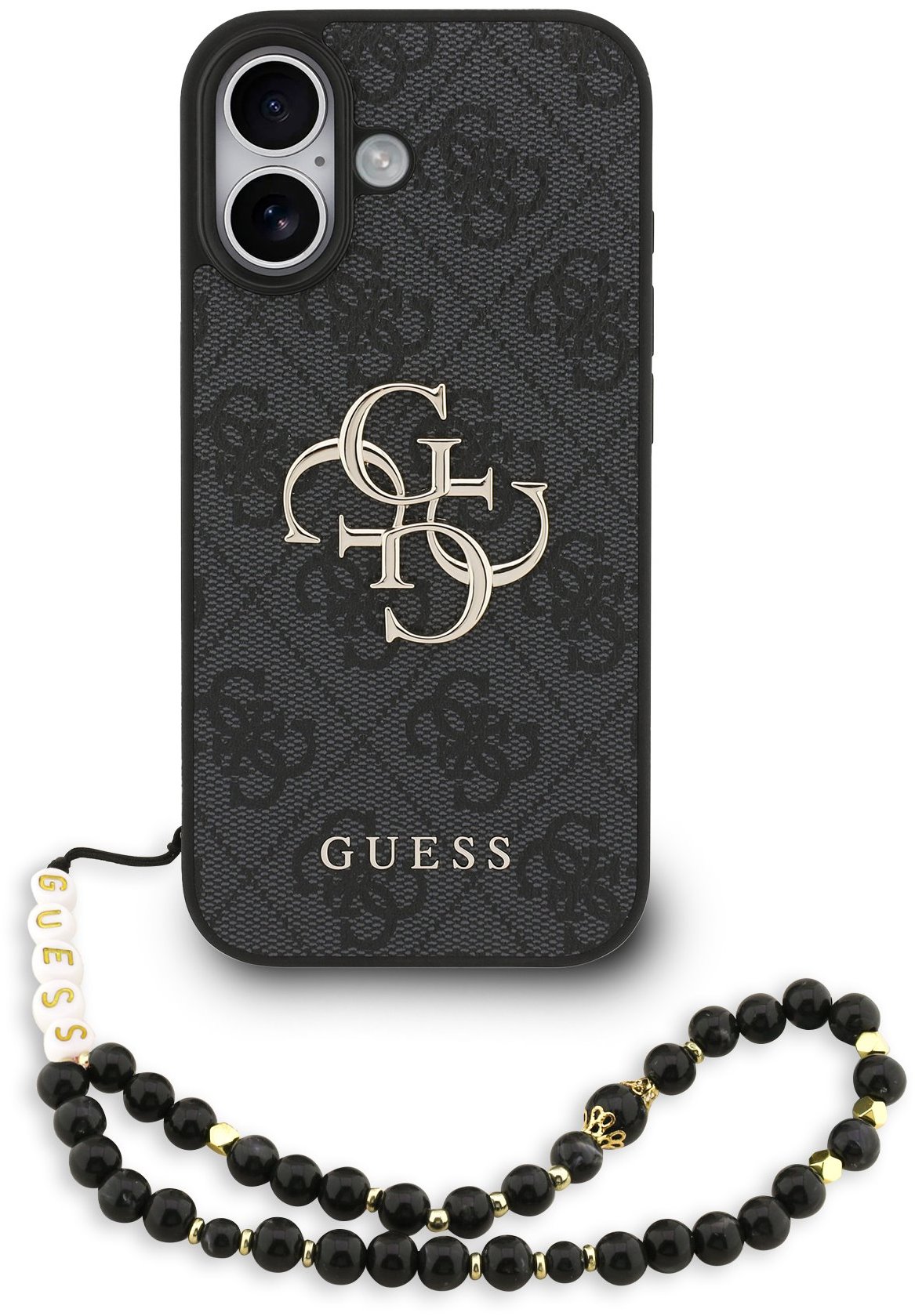Guess PU 4G Metal Logo Strap Zadný Kryt pre iPhone 17 Black